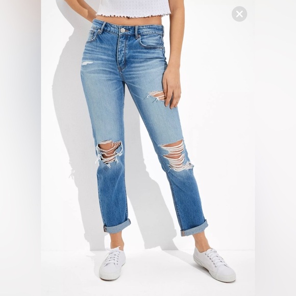NWT American Eagle Tom Girl Jeans size 18 low rise ripped - Picture 11 of 14